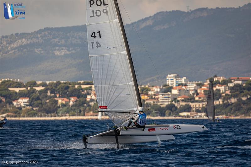A-Cat Worlds at Toulon, France Day 5 - Kuba Surowiec POL 41 fighting to increase his slim Championship lead - photo © Gordon Upton / www.guppypix.com
