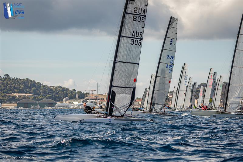A-Cat Worlds at Toulon, France Day 6 - Andrew Landenberger AUS lead the Classic fleet in both final races, but had too many high scores in the light stuff earlier in the week to retain his World Champion's crown - photo © Gordon Upton / www.guppypix.com