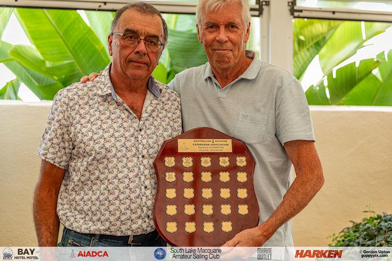 Australian A-Cat Nationals on Lake Macquarie Day 5 - Scott Anderson, 2024 Australian A-Cat Classic Champion photo copyright Gordon Upton / www.guppypix.com taken at South Lake Macquarie Amateur Sailing Club and featuring the A Class Catamaran class