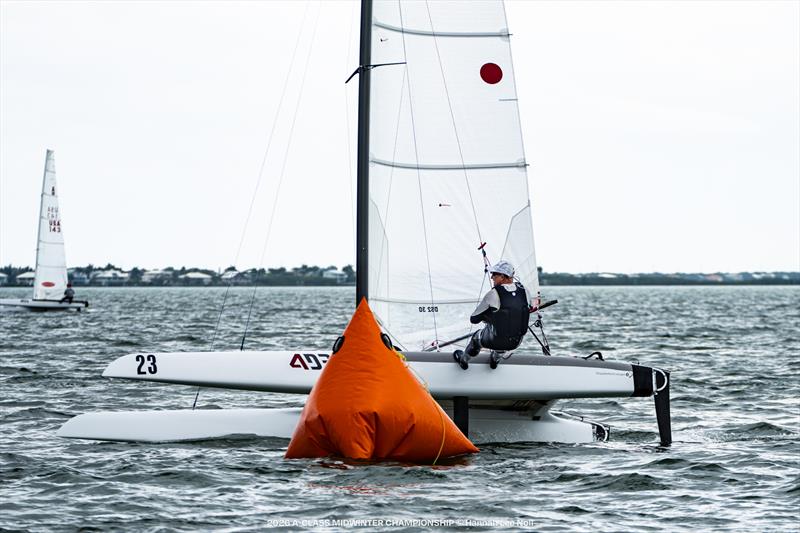 Bob Hodges - USA-230 - 2026 A-Class Midwinter Championship - Day 2 photo copyright Hannah Lee Noll taken at Upper Keys Sailing Club and featuring the A Class Catamaran class