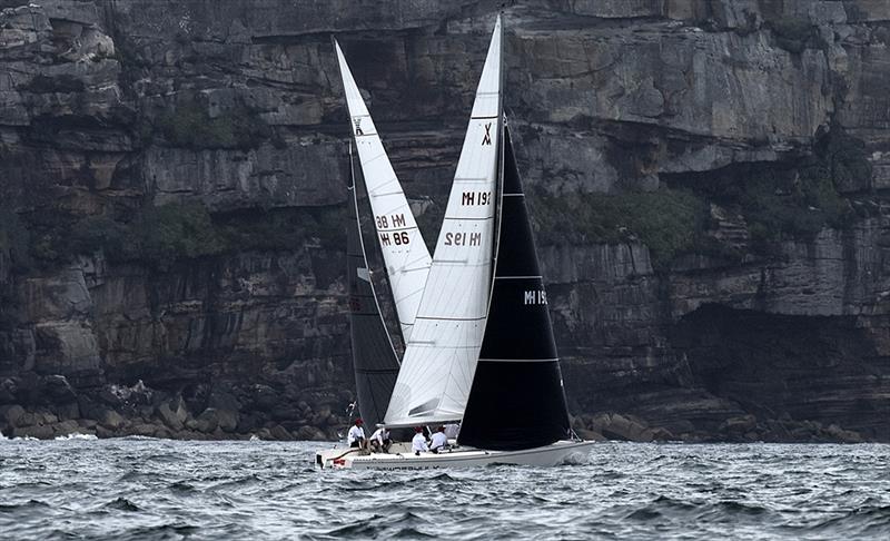 Powderhulk and Let Loose tack their way towards North Head - photo © Margaret Fraser-Martin