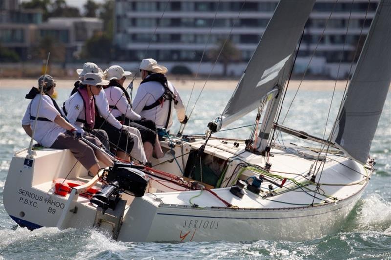 Serious Yahoo won the opening race - Port Phillip Women's Championship Series 2019 photo copyright Bruno Cocozza taken at Royal Yacht Club of Victoria and featuring the Adams 10 class