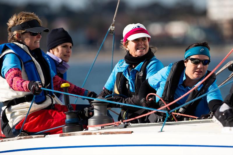 Claire Heenan (black beanie) and her Jungle Juice crew - 2019 Australian Women's Keelboat Regatta photo copyright Bruno Cocozza / AWKR taken at Royal Melbourne Yacht Squadron and featuring the Adams 10 class