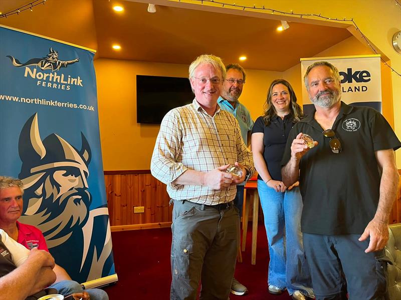 Scottish champions and 3rd overall, Barney Harris and Deep Sea Doug - Albacore Scottish and European Championships at the Shetland Islands photo copyright Gilbert Williamson plus Albacore supporters taken at South Yell Boating Club and featuring the Albacore class