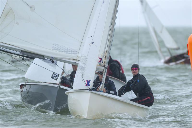 She Who Dares, 8079 (Annissa Baines and Theo Holmes) at the leeward mark during the Noble Marine Albacore Nationals at Thorpe Bay photo copyright David Maynard / www.alleycatphotographer.com taken at Thorpe Bay Yacht Club and featuring the Albacore class