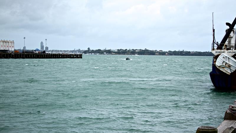 There is only a 30degree arc of view from the North Wharf area and the vista view will barely be impacted by the planned America's Cuip development in the area - Wynyard Point, Auckland, January 31, 2018 - photo © Richard Gladwell