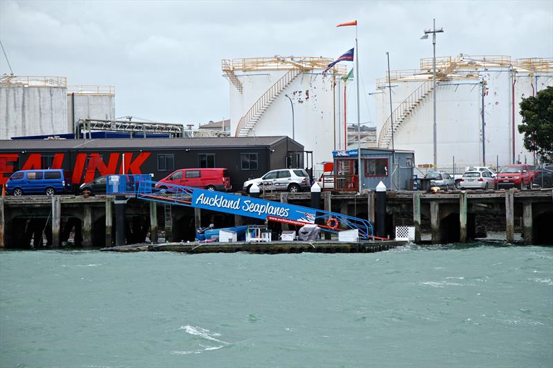 Some are complaining about the removal of the seaplane to a new facility to make way for location of Cup bases in the area between the wharf edge and the storage tanks in the background - Wynyard Point, Auckland, January 31, 2018 photo copyright Richard Gladwell taken at New York Yacht Club and featuring the ACC class