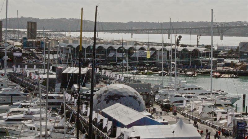 Viaduct Events Centre where the Media Centre will be houses with the tank farm where the America's Cup bases are proposed in the far background - photo © Richard Gladwell