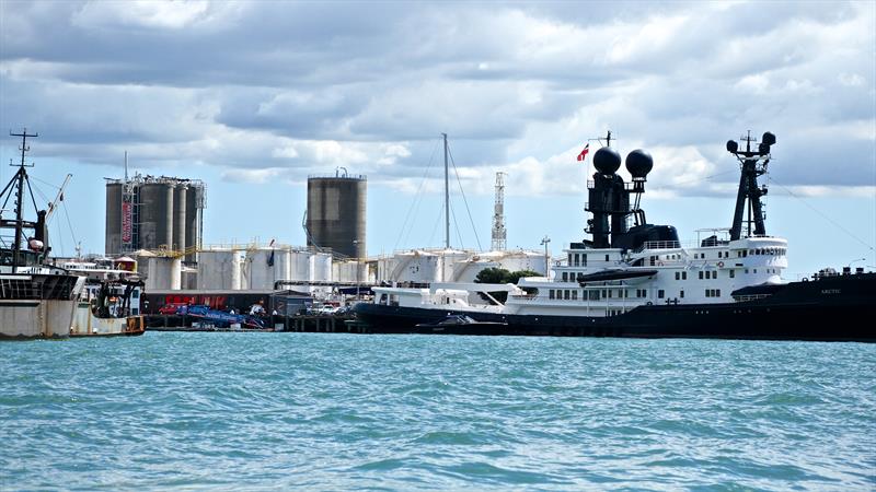 All the white silo tanks will have to be removed under the new America's Cup Plan, the seaplane facility and car ferry will also go photo copyright Richard Gladwell taken at New York Yacht Club and featuring the ACC class