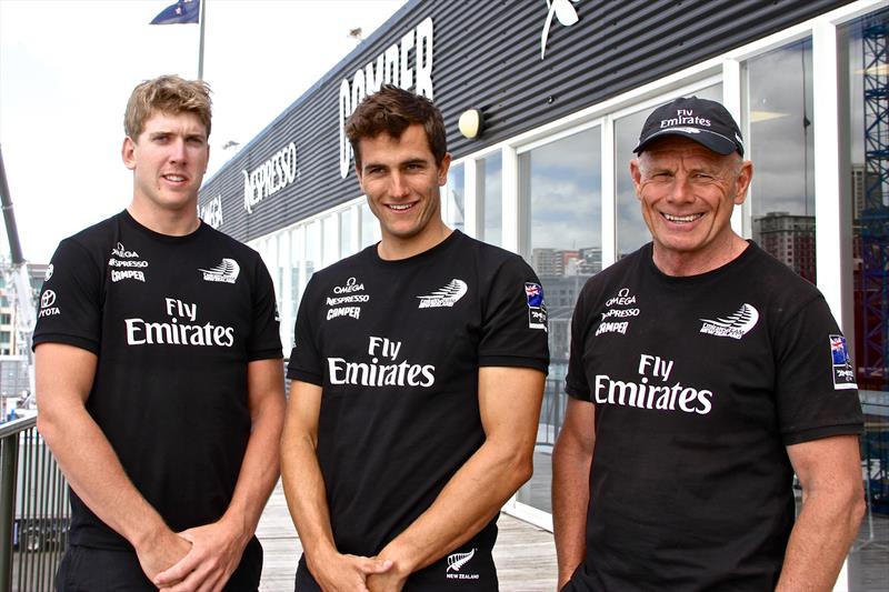 Peter Burling, Blair Tuke and Grant Dalton after the Silver medal winning crew were first signed in January 2014 photo copyright Richard Gladwell Sail-World.com taken at  and featuring the ACC class