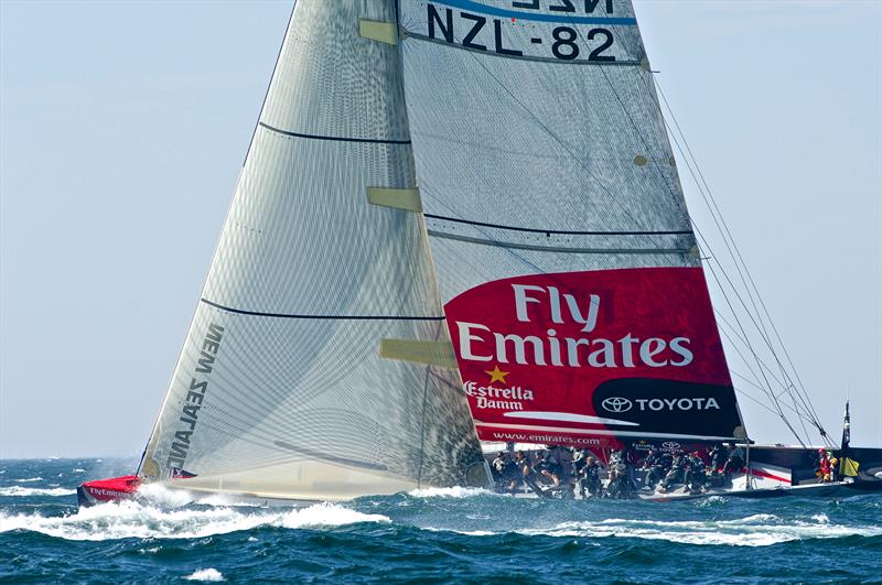 The unimaginable sight of an America's Cup yacht this size flying clear of the water will probably offset any reduction in America's Cup Challenger entries photo copyright Chris Cameron taken at  and featuring the ACC class