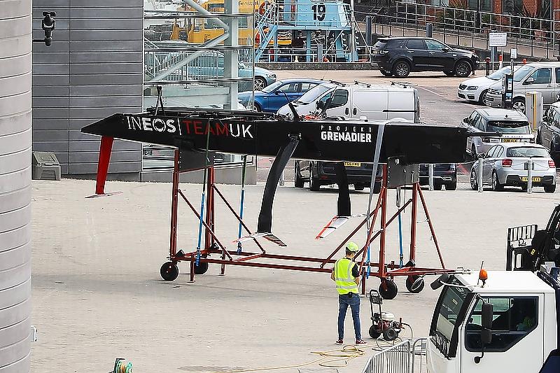 INEOS Team UK - AC75 test boat launched in Portsmouth UK, showing a relatively small wing profile - photo © Blur Sailing Team