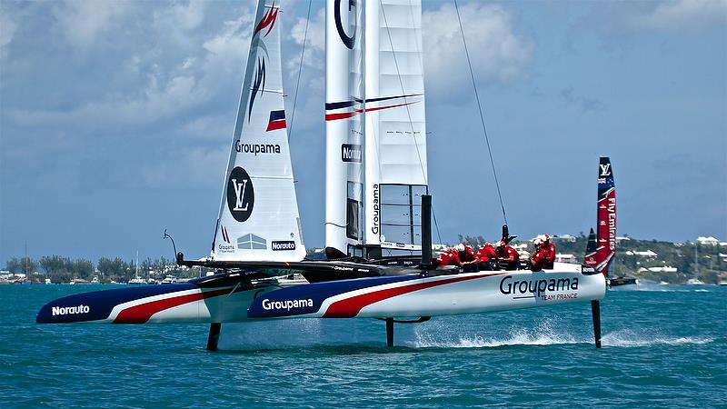 Groupama Team France had the most elegant boat graphics in Bermuda - also reflected in their bases - photo © Richard Gladwell