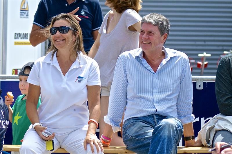 Christine Belanger and Yves Carcelle in a relaxed mood at a daily prizegiving for the Louis Vuitton Pacific Series in Auckland in February 2009 - photo © Richard Gladwell
