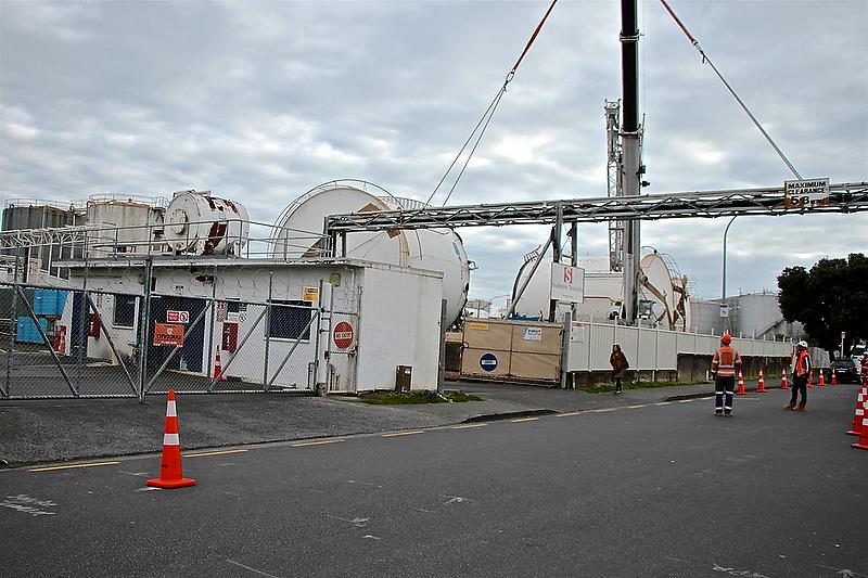 Tanks waiting to be crushed - Repairs and Rectification - Wynyard Wharf - Auckland - - October 25, 2018 photo copyright Richard Gladwell taken at Royal New Zealand Yacht Squadron and featuring the ACC class