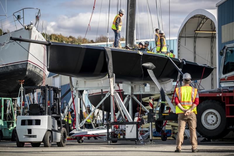  `The Mule` American Magic's surrogate boat preparing for her first sail - photo © Amory Ross