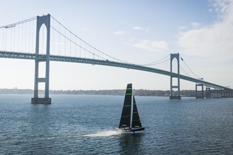  `The Mule` American Magic's surrogate boat in flight photo copyright Amory Ross taken at New York Yacht Club and featuring the ACC class