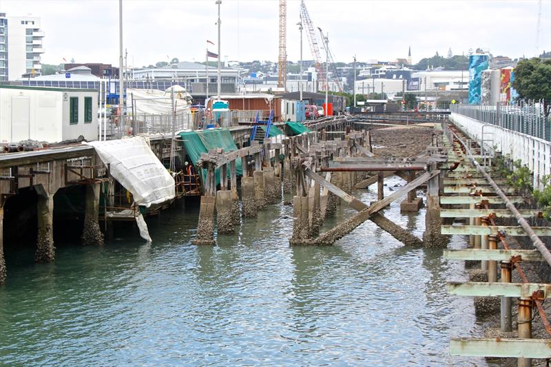 Remediation underway - Wynyard Wharf - America's Cup bases - January 30, 2019 - photo © Richard Gladwell