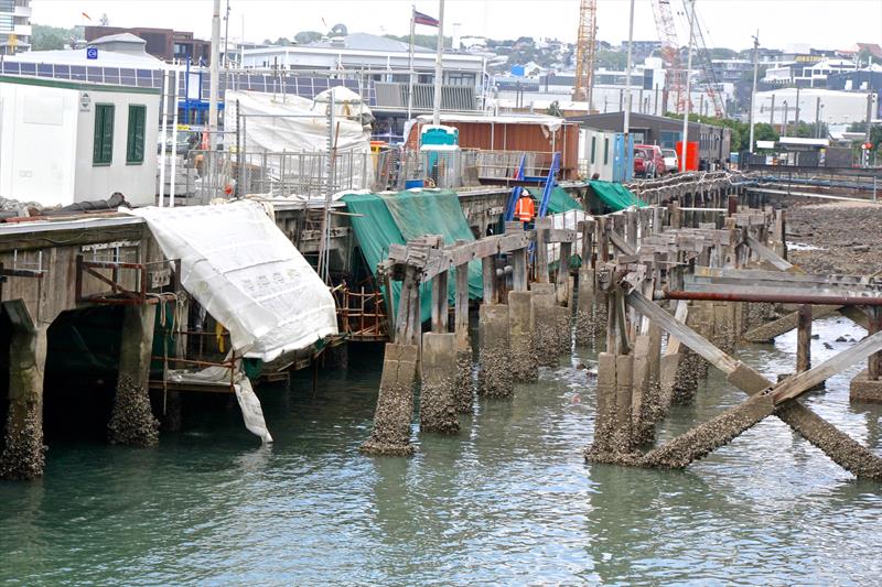 Remediation underway - Wynyard Wharf - America's Cup bases - January 30, 2019 photo copyright Richard Gladwell taken at  and featuring the ACC class