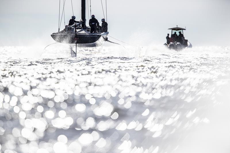 Flying's the only way to travel - the Mule heads out for a training session - NYYC American Magic - Pensacola, Florida - February 2019 - photo © Amory Ross