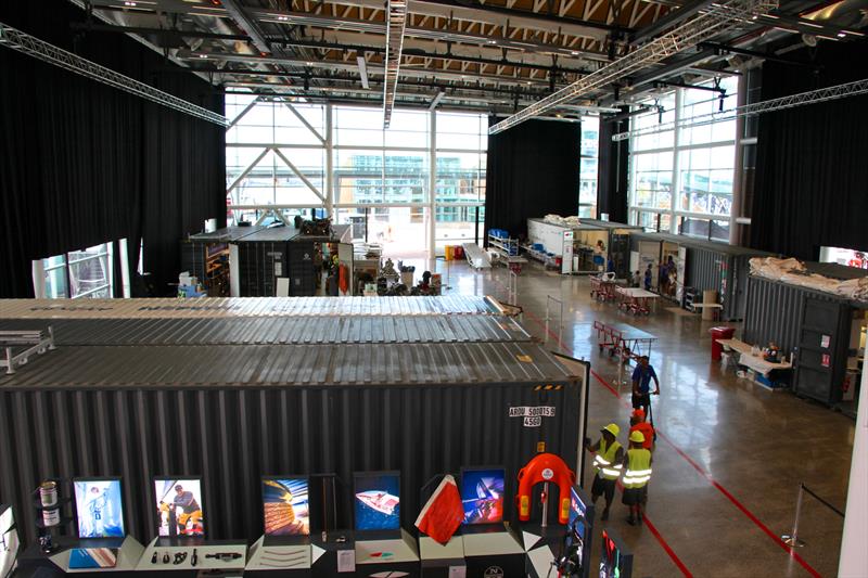 Inside the Viaduct Events Centre when it was being used by the Volvo Ocean race as `The Boatyard` - America's Cup Bases, Auckland, March 8, 2019 photo copyright Richard Gladwell taken at  and featuring the ACC class