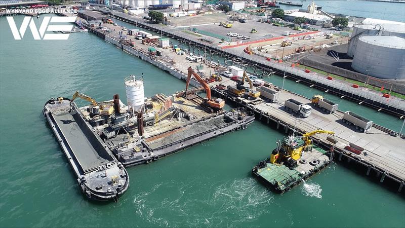 Disposal of the dredged mud in the `pugmill` before being trucked to Hampton Downs - America's Cup base development - Wynyard Edge Alliance - Update March 28, 2019  - photo © Wynyard Edge Alliance