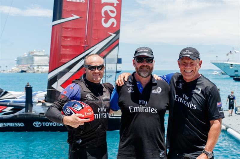 ETNZ skipper Glenn Ashby, with Greg Horton (centre) and Grant Dalton photo copyright Richard Hodder taken at Royal New Zealand Yacht Squadron and featuring the ACC class