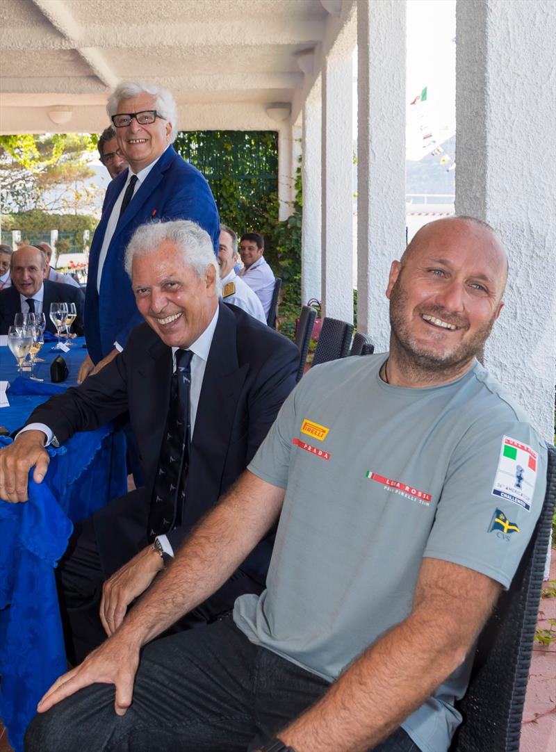 Mr Patrizio Bertelli (left) with Marco Tronchetti Provera, Chief Executive Officer and Executive V-P of Pirelli, and skipper Max Sirena - Luna Rossa Prada Pirelli Team presentation JuneLuna Rossa Prada Pirelli Challenge for the 36th America' Cup photo copyright Luna Rossa taken at Circolo della Vela Sicilia and featuring the ACC class