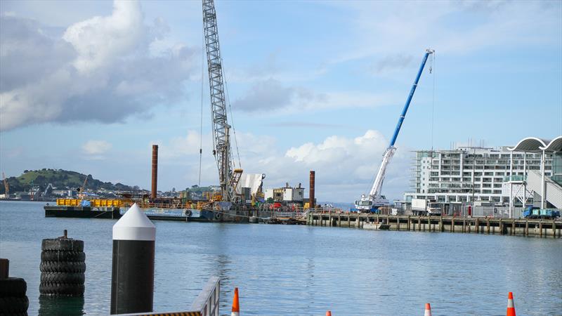 Work underway off the end of Emirates Team NZ's base - America's Cup Base development - Auckland - Wynyard Edge Alliance - July 25, 2019 photo copyright Richard Gladwell, Sail World NZ taken at Royal New Zealand Yacht Squadron and featuring the ACC class