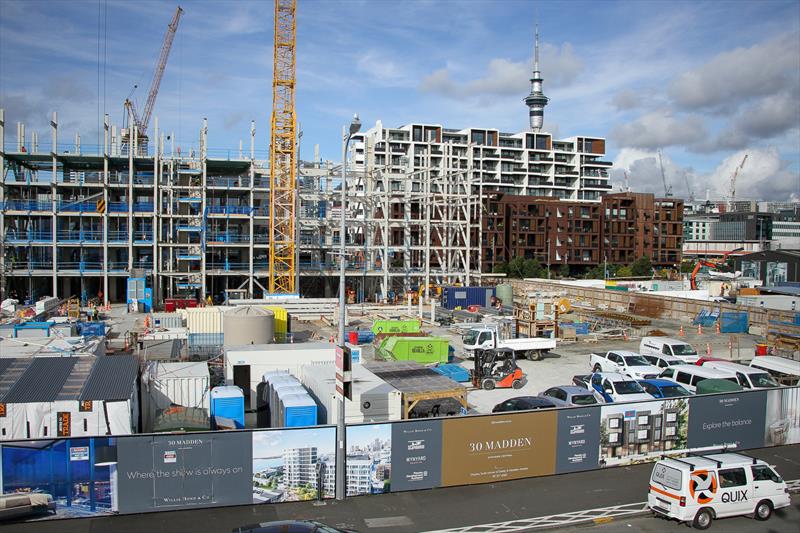 Part of the Wynyard Quarter development which will be down the street from the America's Cup Base development - Auckland - Wynyard Edge Alliance - July 25, 2019 photo copyright Richard Gladwell, Sail World NZ taken at Royal New Zealand Yacht Squadron and featuring the ACC class