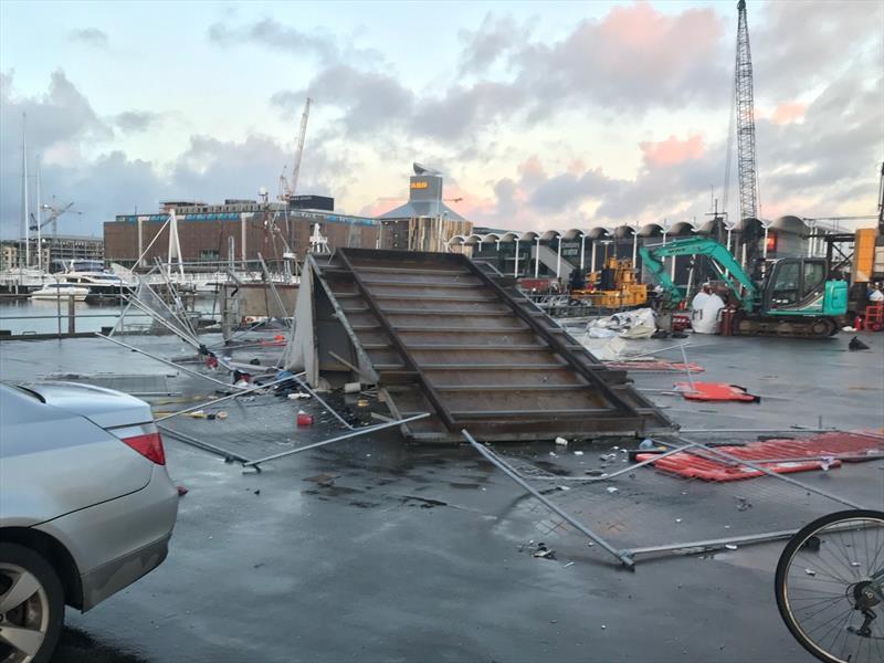 A temporary fence was damaged on the America's Cup base construction site, the remainder of the damage was not an America's Cup asset. - photo © Wynyard Edge Alliance