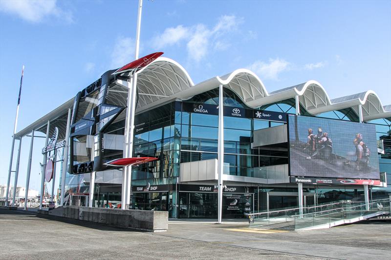 Emirates Team New Zealand's base in Auckland's Viaduct Harbour photo copyright Richard Gladwell taken at Royal New Zealand Yacht Squadron and featuring the ACC class
