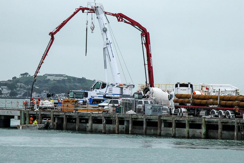 Start of piling and breakwater off the Halsey Street extension alongside the Emirates team NZ base - photo © Richard Gladwell / Sail-World.com