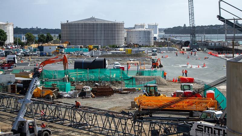 Wynyard Wharf base sites for three Challengers - America's Cup Construction - January 7, 2019 photo copyright Richard Gladwell / Sail-World.com taken at Royal New Zealand Yacht Squadron and featuring the ACC class