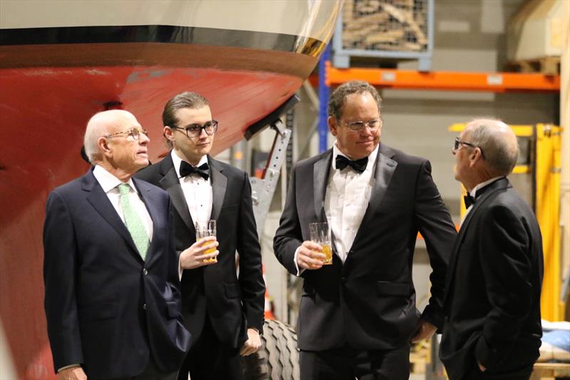 Inductee Bill Trenkle (third from left), with one of his sons, reminisce about the Cup with  past inductees Tom Whidden (left) and Tom Schnackenberg -America's Cup Hall of Fame Induction - November , 2019 - Yachting  Heritage Centre, Flensburg, Germany - photo © Katrin Storsberg