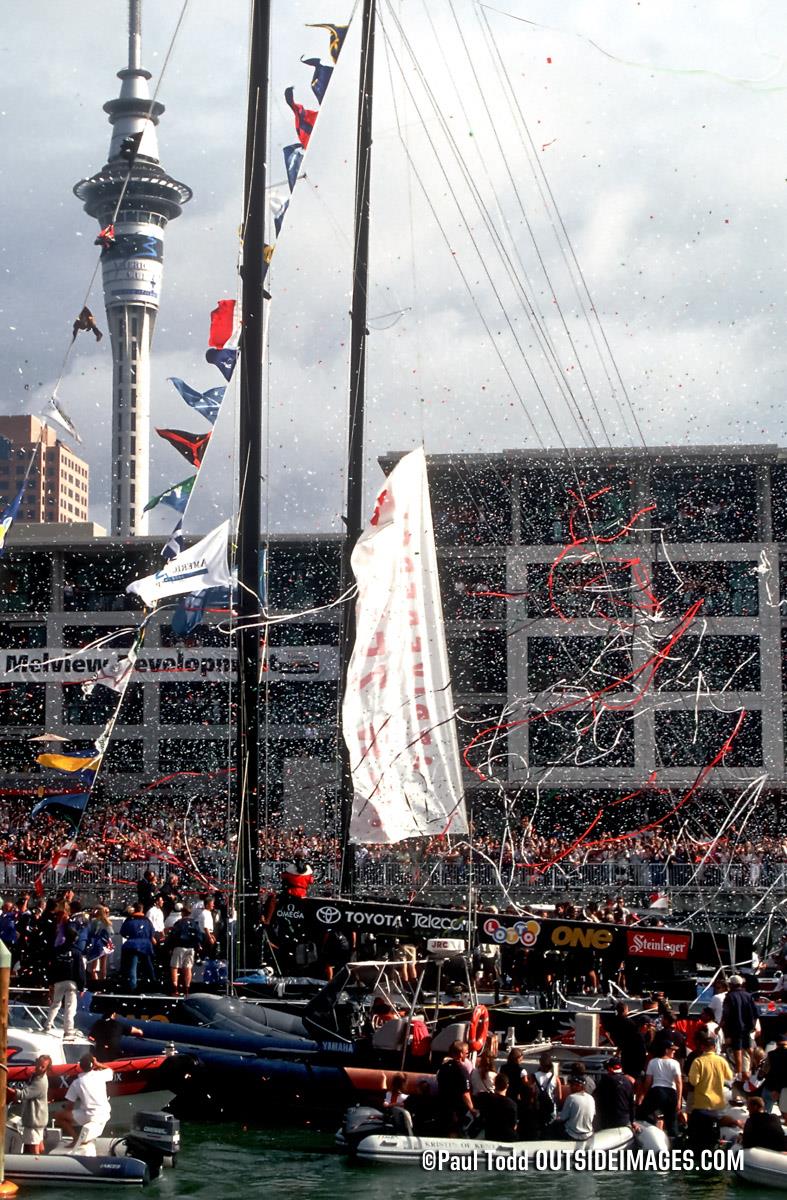 Downtown Auckland and the Viaduct harbour - Presentation - 2000 America's Cup - March 2000 - Waitemata Harbour - Auckland - New Zealand photo copyright Paul Todd/Outside Images taken at Royal New Zealand Yacht Squadron and featuring the ACC class