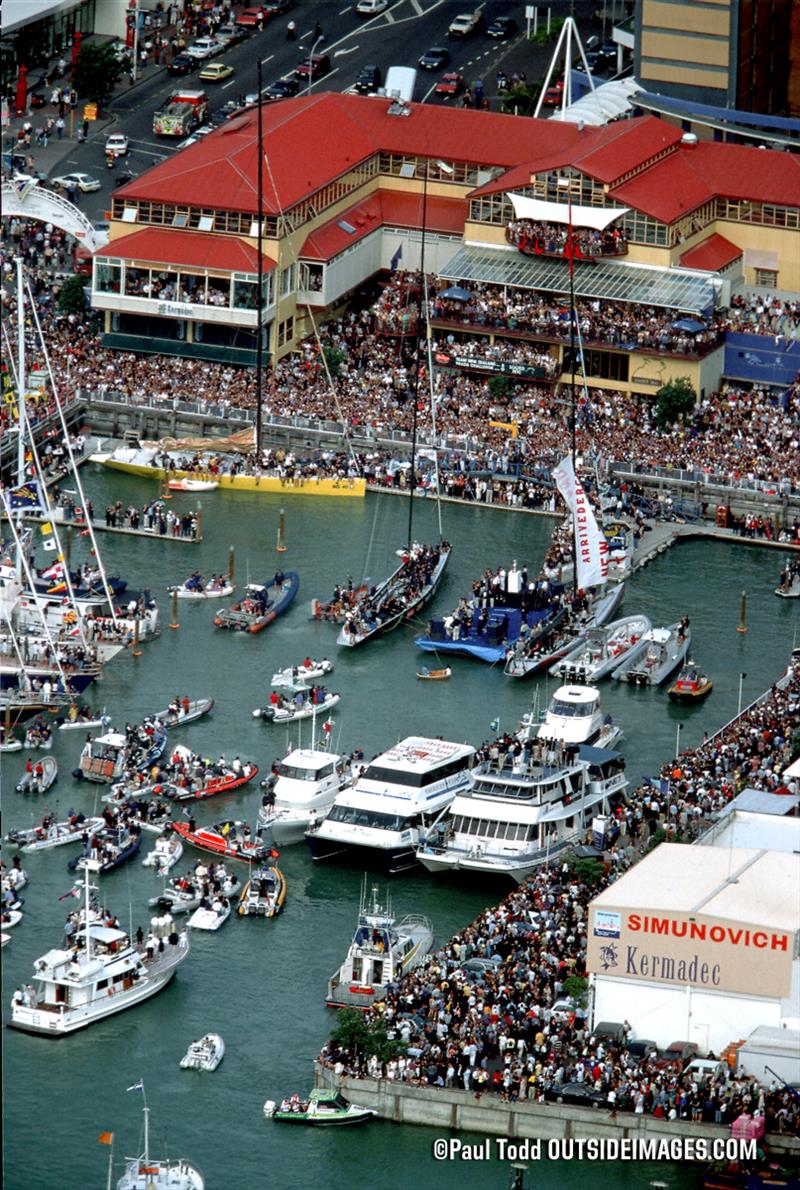 Downtown Auckland and the Viaduct harbour - Presentation - 2000 America's Cup - March 2000 - Waitemata Harbour - Auckland - New Zealand photo copyright Paul Todd/Outside Images taken at Royal New Zealand Yacht Squadron and featuring the ACC class