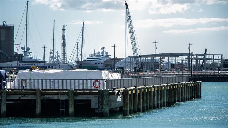 Luna Rossa base - Hobson Wharf extension- with INEOS Team UK in the background on Wynyard Point - America's Cup Bases - March 17, 2020 - Wynyard Point - photo © Richard Gladwell / Sail-World.com