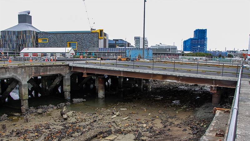 AC75 Bridge to Wynyard Wharf edge - not a pretty sight  with the tide out - America's Cup bases - Wynyard Point - March 24, 2020 - Auckland - photo © Richard Gladwell / Sail-World.com