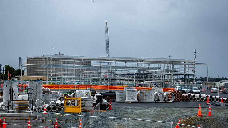 Spare base with NYYC behind and INEOS Team UK behind that - America's Cup bases - Wynyard Point - March 24, 2020 - Auckland photo copyright Richard Gladwell / Sail-World.com taken at Royal New Zealand Yacht Squadron and featuring the ACC class