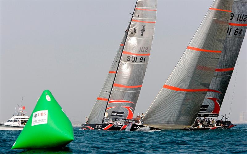 Alinghi Team training in Dubai. SUI64 and SUI91 during prestart of an in house race  photo copyright Th.Martinez/Alinghi taken at Lake Geneva Yacht Club and featuring the ACC class