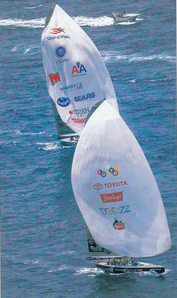 NZL 32 leads Stars & Stripes - 1995 America's Cup  photo copyright Sally Samins taken at San Diego Yacht Club and featuring the ACC class