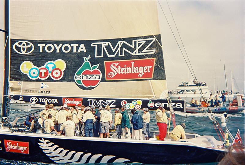 Mission accomplished NZL32 heads home after the finish - 1995 America's Cup, San Diego, May 13, 1995 photo copyright Sally Simins taken at San Diego Yacht Club and featuring the ACC class