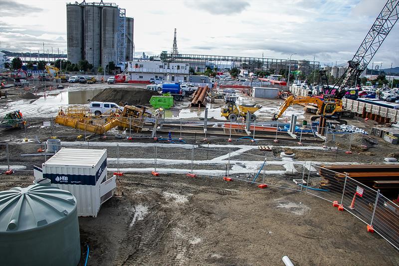 Superyacht maintenance facility under way on the western side of Beaumont street. May 2020 photo copyright Richard Gladwell / Sail-World.com taken at Royal New Zealand Yacht Squadron and featuring the ACC class