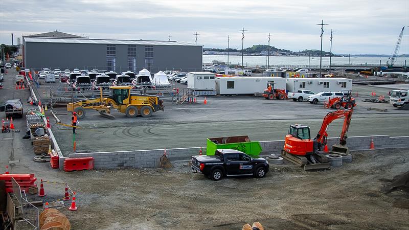 Where is the IBC will be located (foreground) - America's Cup Bases - Auckland - June 16, 2020 photo copyright Richard Gladwell / Sail-World.com taken at Royal New Zealand Yacht Squadron and featuring the ACC class