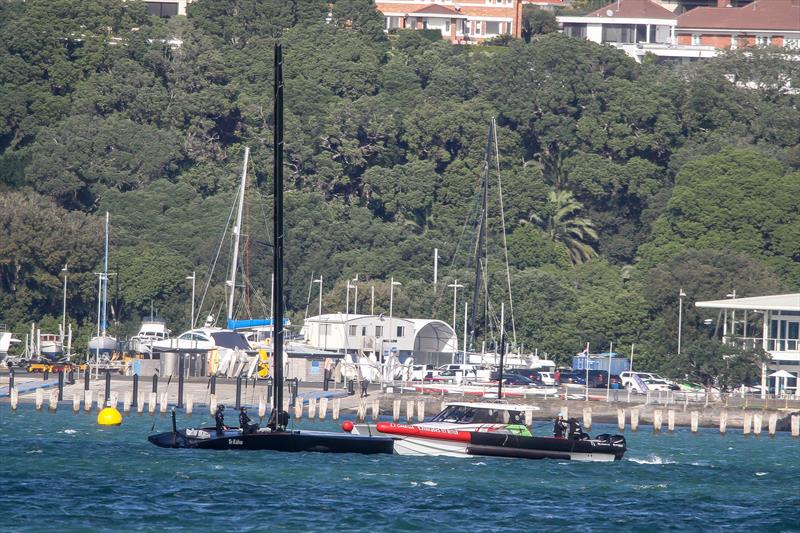 Te Kahu gets ready for the tow home - Auckland - America's Cup 36 - July 24, 2020 photo copyright Richard Gladwell / Sail-World.com taken at Royal New Zealand Yacht Squadron and featuring the ACC class