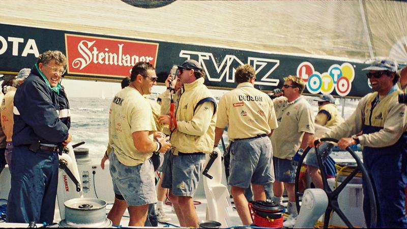 Peter Montgomery aboard NZL-32 after the America's Cup win in 1995 - photo © Montgomery archives