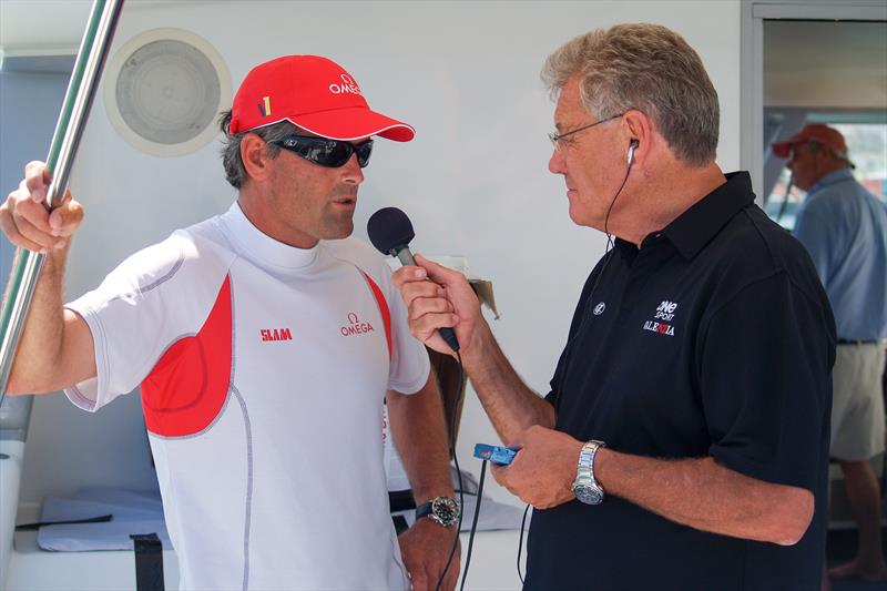 Peter Montgomery with Finn Gold medalist and multiple America's Cup Champion, Russell Coutts (NZL) photo copyright Montgomery archives taken at Royal New Zealand Yacht Squadron and featuring the ACC class