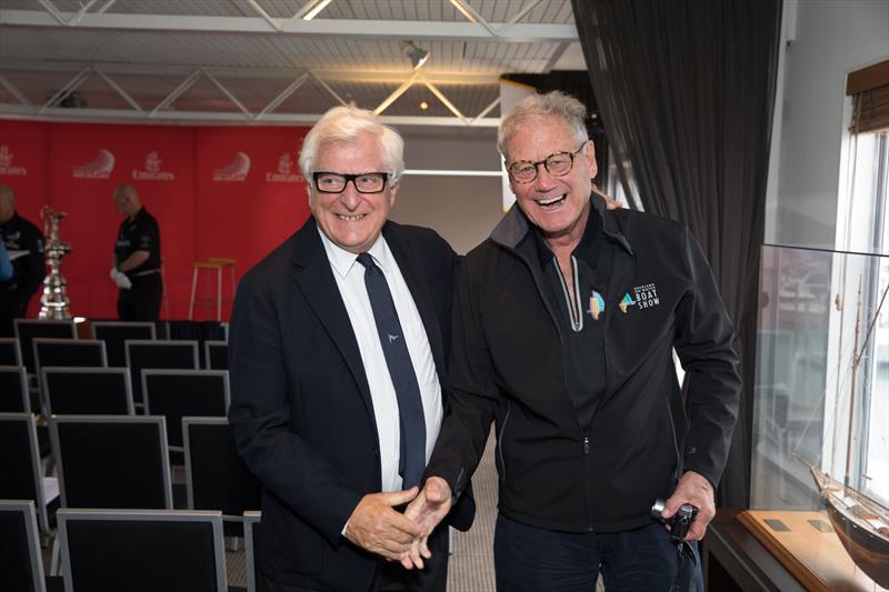 Luna Rossa's Patrizio Bertelli with PJ Montgomery at the Auckland on the Water Boat Show photo copyright Hamish Hooper / ETNZ taken at Royal New Zealand Yacht Squadron and featuring the ACC class