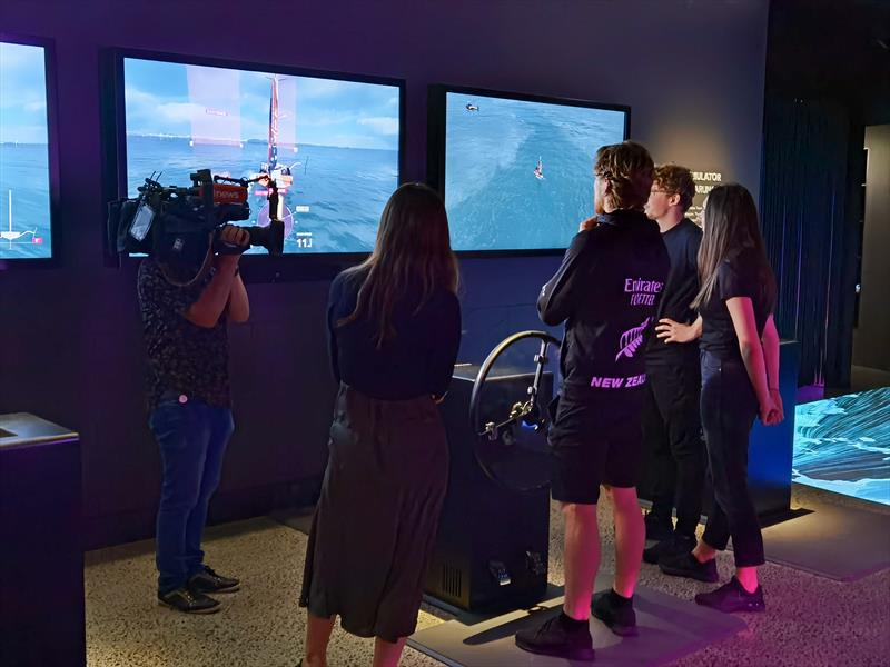 ETNZ skipper, Peter Burling gives some tuition on the ETNZ simulator - Spark 5G Race Zone - September 28, 2020, Emirates Team NZ base, Auckland - photo © Richard Gladwell / Sail-World.com